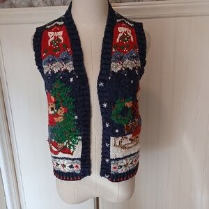 Tiara Festive Blue and Red Cardigan